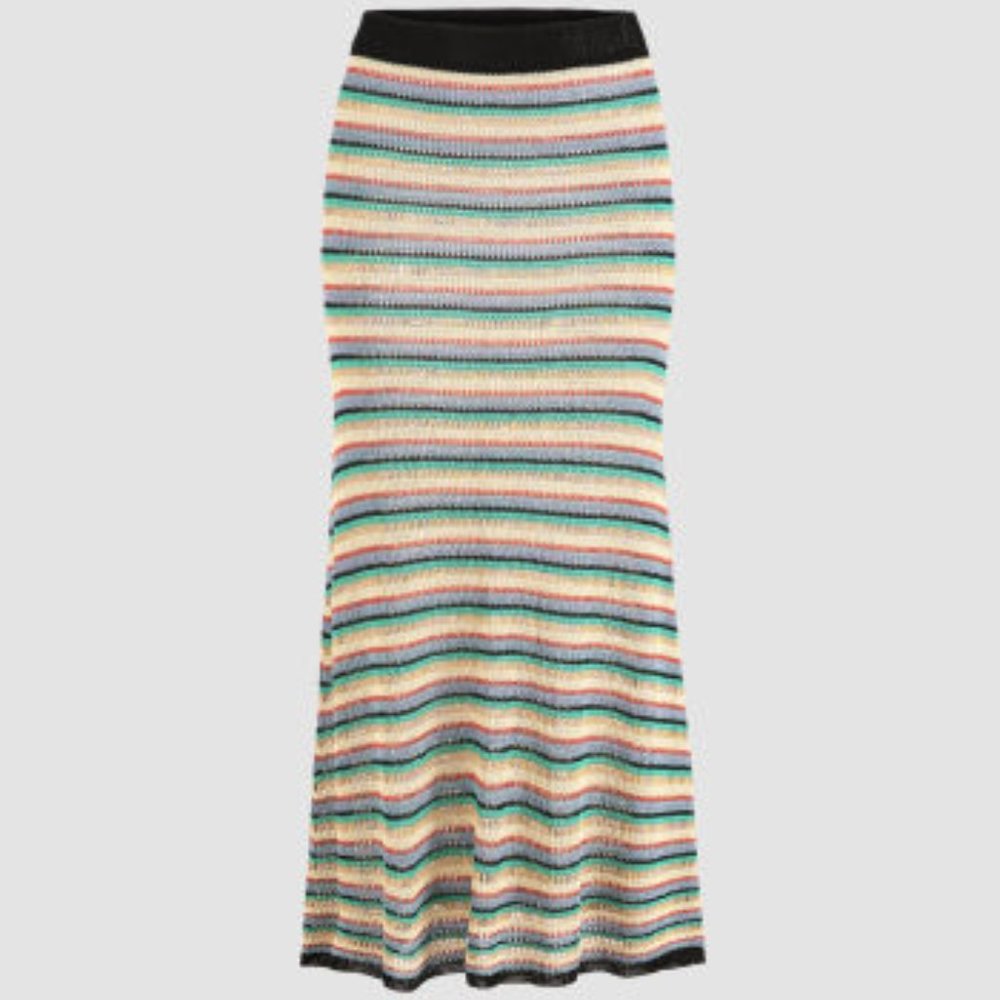 Knit Rainbow Stripe Maxi Skirt (M) SHOP CIDER  NWOT